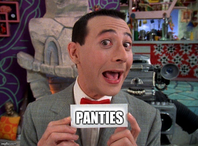 Show and tell in the comments please  !! | PANTIES | image tagged in pee wee secret word,panties,share,your's,today | made w/ Imgflip meme maker