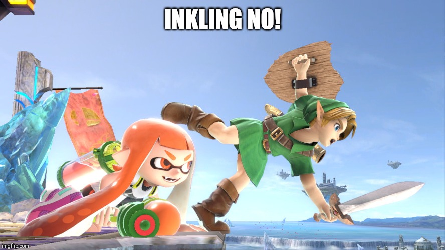 INKLING NO! | image tagged in inkling,young link,memes | made w/ Imgflip meme maker