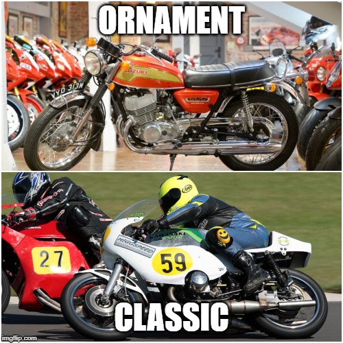 classic v restored | ORNAMENT; CLASSIC | image tagged in christmas decorations,motorbike | made w/ Imgflip meme maker