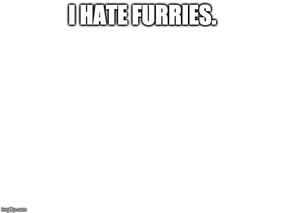 Blank White Template | I HATE FURRIES. | image tagged in blank white template | made w/ Imgflip meme maker