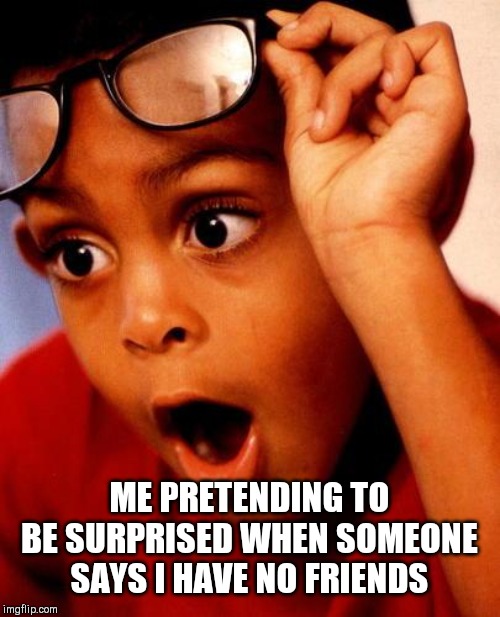 Wow |  ME PRETENDING TO BE SURPRISED WHEN SOMEONE SAYS I HAVE NO FRIENDS | image tagged in wow | made w/ Imgflip meme maker