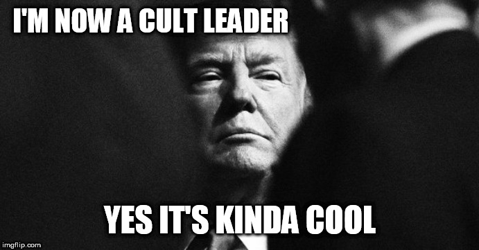 Trump | I'M NOW A CULT LEADER; YES IT'S KINDA COOL | image tagged in trump | made w/ Imgflip meme maker