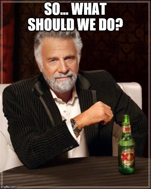 The Most Interesting Man In The World Meme | SO... WHAT SHOULD WE DO? | image tagged in memes,the most interesting man in the world | made w/ Imgflip meme maker