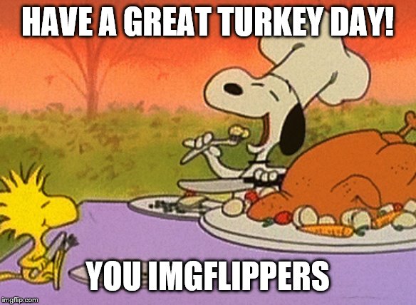 Charlie Brown thanksgiving  | HAVE A GREAT TURKEY DAY! YOU IMGFLIPPERS | image tagged in charlie brown thanksgiving | made w/ Imgflip meme maker