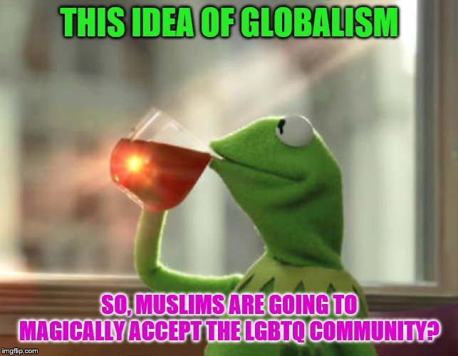 But That's None of My Business | THIS IDEA OF GLOBALISM; SO, MUSLIMS ARE GOING TO MAGICALLY ACCEPT THE LGBTQ COMMUNITY? | image tagged in memes,but thats none of my business neutral | made w/ Imgflip meme maker