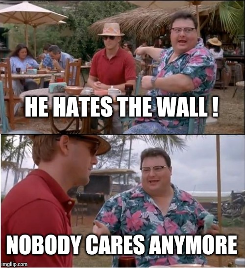 See Nobody Cares Meme | HE HATES THE WALL ! NOBODY CARES ANYMORE | image tagged in memes,see nobody cares | made w/ Imgflip meme maker