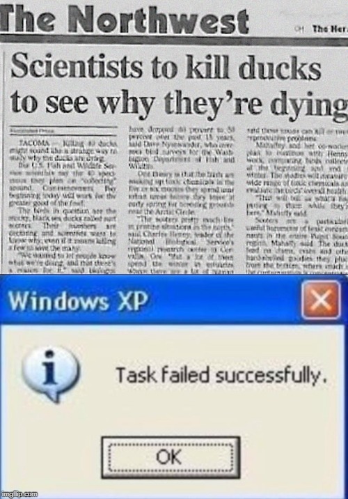 bruh | image tagged in task failed successfully,funny,memes,ducks,scientist | made w/ Imgflip meme maker