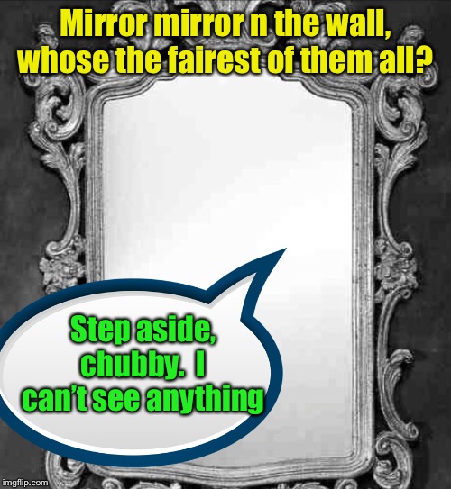 What happens to me during the holidays | Mirror mirror n the wall, whose the fairest of them all? Step aside, chubby.  I can’t see anything | image tagged in mirror,mirror mirror,thanksgiving dinner | made w/ Imgflip meme maker