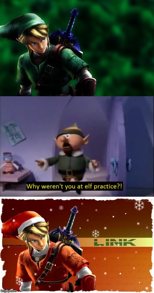 Link before and after Elf Practice. | image tagged in the legend of zelda,christmas,before and after | made w/ Imgflip meme maker