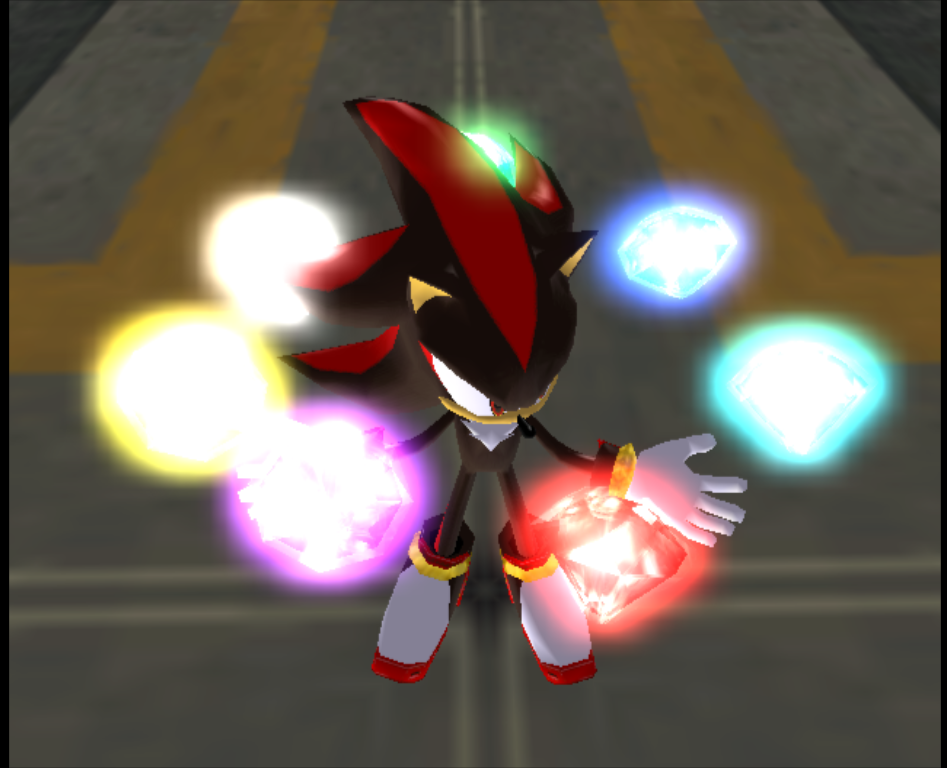 Shadow with Chaos Emeralds Blank Meme Template