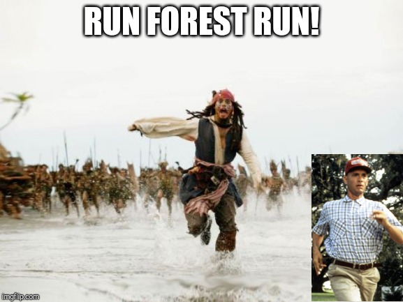 Jack Sparrow Being Chased Meme | RUN FOREST RUN! | image tagged in memes,jack sparrow being chased | made w/ Imgflip meme maker