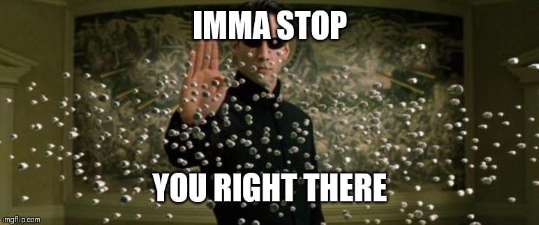 Neo bullet stop | IMMA STOP YOU RIGHT THERE | image tagged in neo bullet stop | made w/ Imgflip meme maker