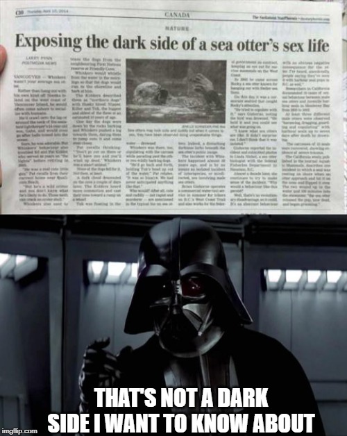 You Don't Know the Power! | THAT'S NOT A DARK SIDE I WANT TO KNOW ABOUT | image tagged in darth vader | made w/ Imgflip meme maker
