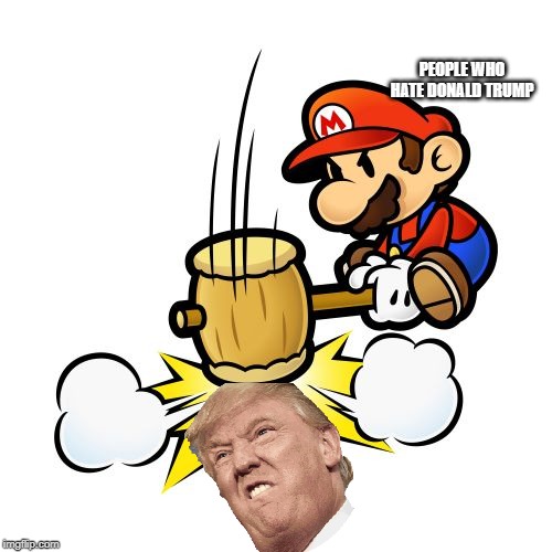 Mario Hammer Smash Meme | PEOPLE WHO HATE DONALD TRUMP | image tagged in memes,mario hammer smash | made w/ Imgflip meme maker