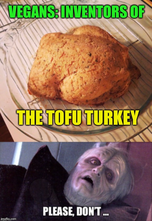 VEGANS: INVENTORS OF THE TOFU TURKEY | made w/ Imgflip meme maker