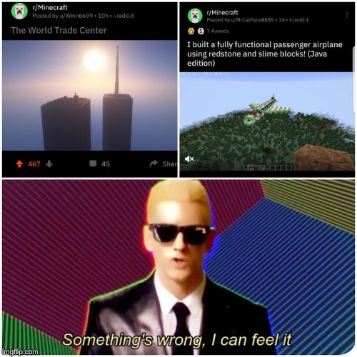 hmmm | image tagged in memes,minecraft,world trade center | made w/ Imgflip meme maker