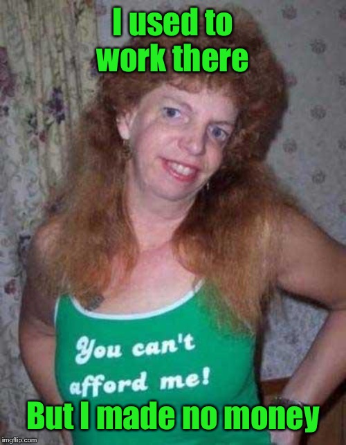 Ugly Woman | I used to work there But I made no money | image tagged in ugly woman | made w/ Imgflip meme maker