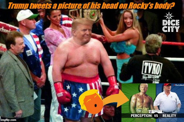 ROCKY TRUMP | Trump tweets a picture of his head on Rocky's body? | image tagged in rocky trump | made w/ Imgflip meme maker