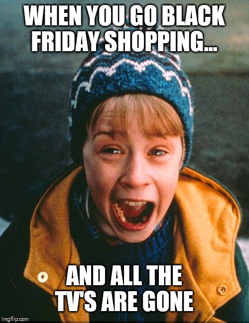 Kevin screaming | WHEN YOU GO BLACK FRIDAY SHOPPING... AND ALL THE TV'S ARE GONE | image tagged in kevin screaming | made w/ Imgflip meme maker