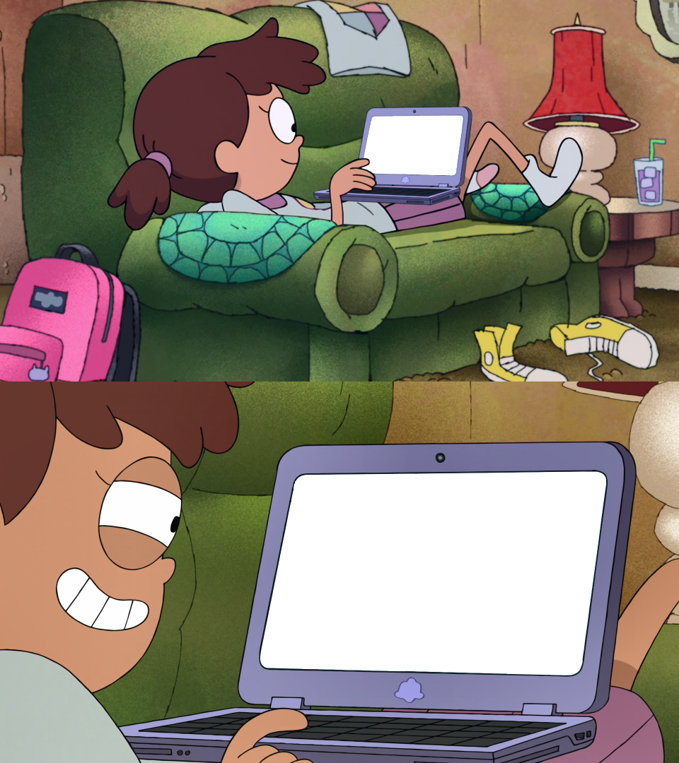 High Quality Anne on her laptop Blank Meme Template