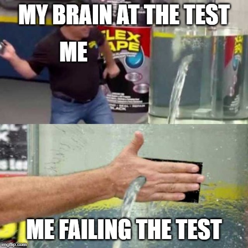 Bad Counter |  MY BRAIN AT THE TEST; ME; ME FAILING THE TEST | image tagged in bad counter | made w/ Imgflip meme maker