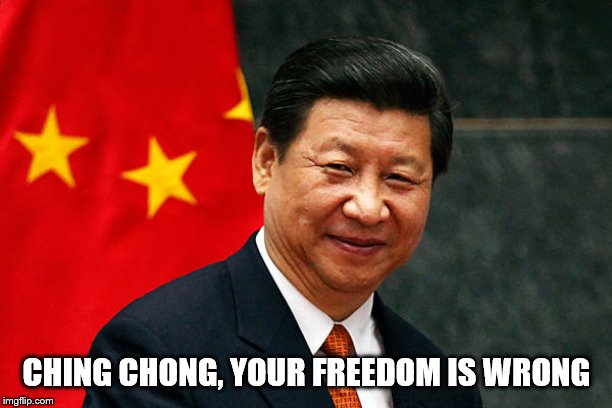 Xi Jinping | CHING CHONG, YOUR FREEDOM IS WRONG | image tagged in xi jinping | made w/ Imgflip meme maker