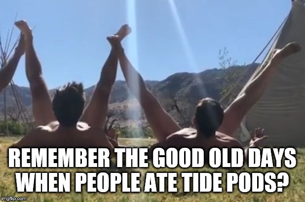 Butt Sunning | REMEMBER THE GOOD OLD DAYS
WHEN PEOPLE ATE TIDE PODS? | image tagged in funny memes | made w/ Imgflip meme maker
