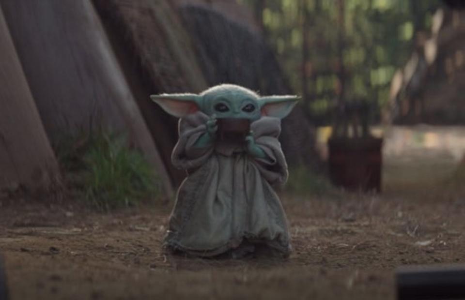 Slurping Baby Yoda Blank Meme Template