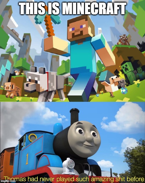 thomas keep on playing | THIS IS MINECRAFT | image tagged in minecraft,thomas had never played such amazing shit before,funny,memes,shit | made w/ Imgflip meme maker