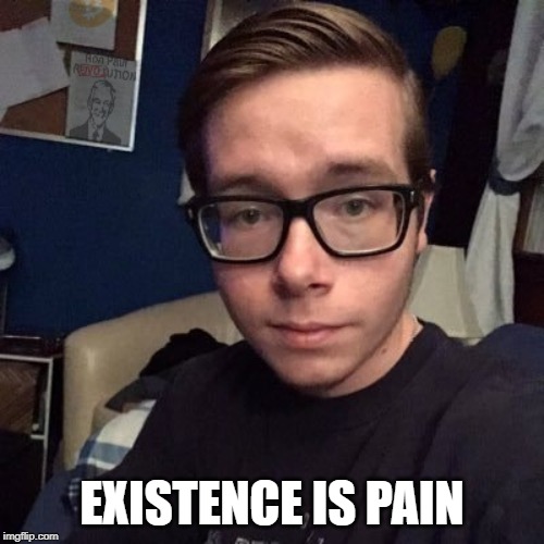 EXISTENCE IS PAIN | image tagged in nikolas lemini | made w/ Imgflip meme maker