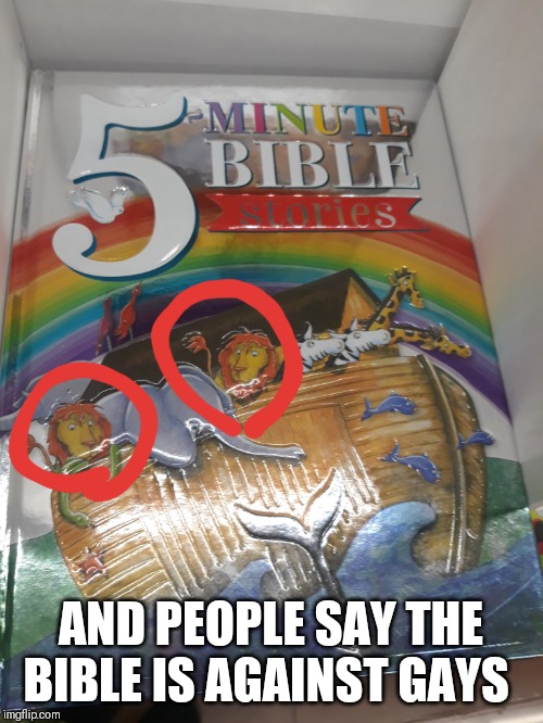 AND PEOPLE SAY THE BIBLE IS AGAINST GAYS | image tagged in gay | made w/ Imgflip meme maker
