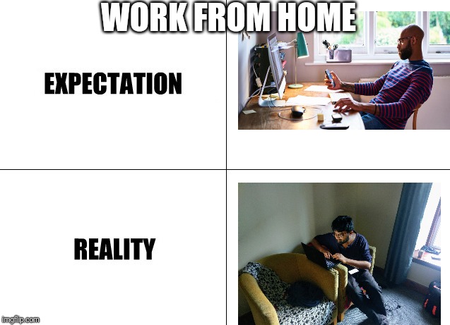 Expectation vs Reality | WORK FROM HOME | image tagged in expectation vs reality | made w/ Imgflip meme maker