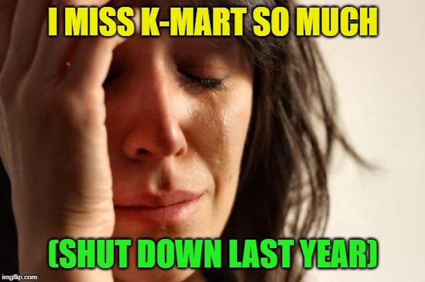 First World Problems Meme | I MISS K-MART SO MUCH (SHUT DOWN LAST YEAR) | image tagged in memes,first world problems | made w/ Imgflip meme maker