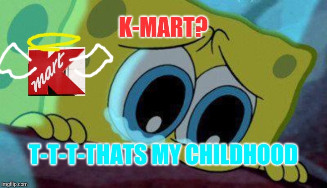 crying spongebob | K-MART? T-T-T-THATS MY CHILDHOOD | image tagged in crying spongebob | made w/ Imgflip meme maker