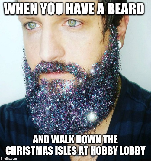 WHEN YOU HAVE A BEARD; AND WALK DOWN THE CHRISTMAS ISLES AT HOBBY LOBBY | image tagged in christmas memes | made w/ Imgflip meme maker