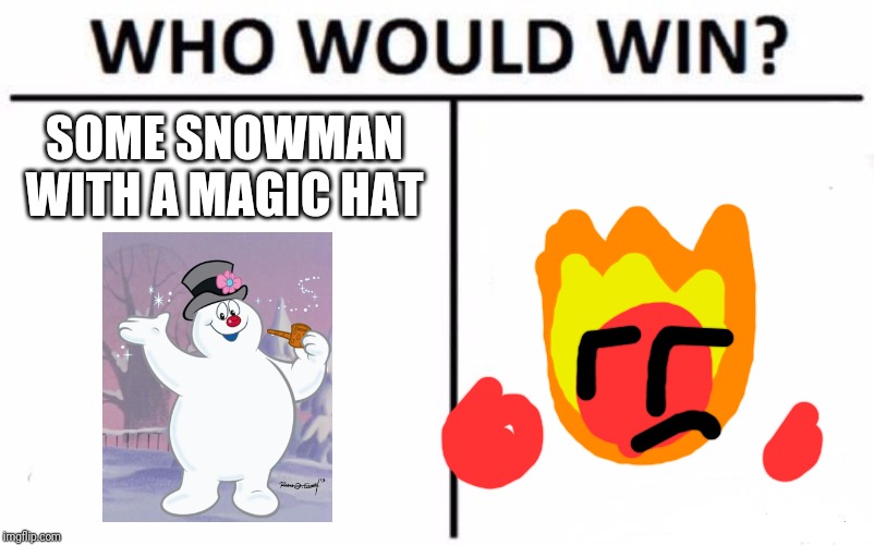 Who Would Win? | SOME SNOWMAN WITH A MAGIC HAT | image tagged in memes,who would win,fireball | made w/ Imgflip meme maker