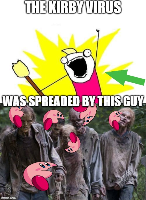 THE KIRBY VIRUS; WAS SPREADED BY THIS GUY | image tagged in memes,x all the y | made w/ Imgflip meme maker