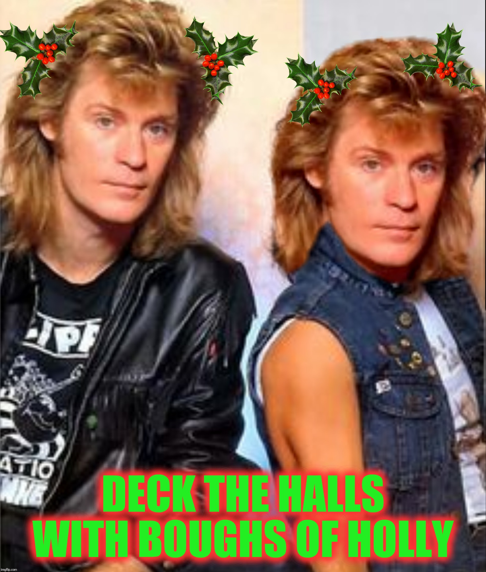 Bad Photoshop Sunday presents:  Jingle Bell Rock | DECK THE HALLS WITH BOUGHS OF HOLLY | image tagged in bad photoshop sunday,christmas,daryl hall,deck the halls | made w/ Imgflip meme maker