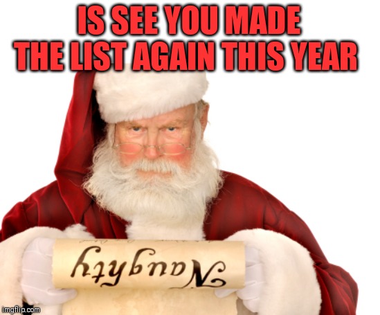 Santa Naughty List | IS SEE YOU MADE THE LIST AGAIN THIS YEAR | image tagged in santa naughty list | made w/ Imgflip meme maker