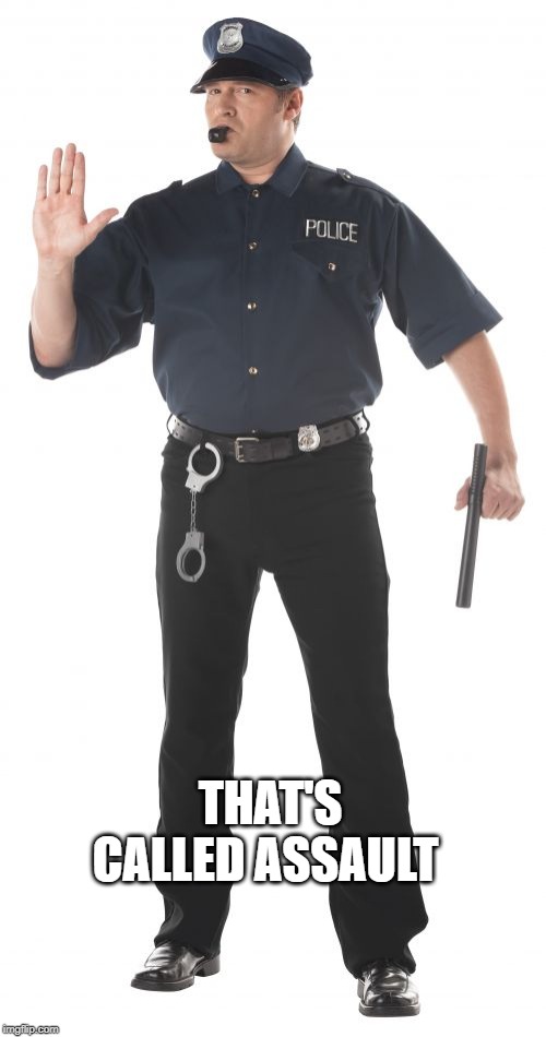 Stop Cop Meme | THAT'S CALLED ASSAULT | image tagged in memes,stop cop | made w/ Imgflip meme maker