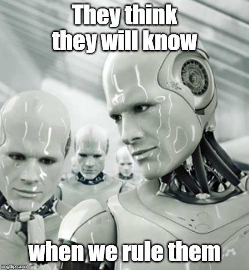 Robots Meme | They think they will know; when we rule them | image tagged in memes,robots | made w/ Imgflip meme maker