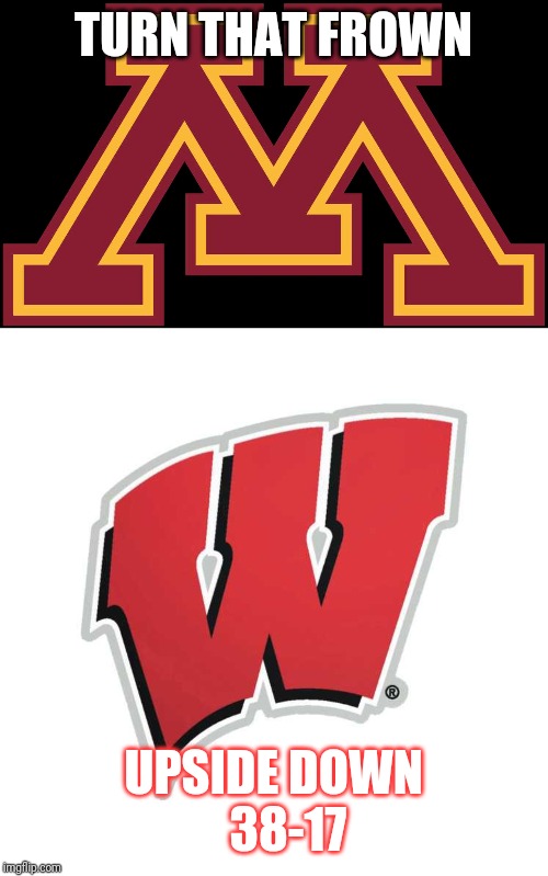 TURN THAT FROWN; UPSIDE DOWN
   38-17 | image tagged in badger,gopher | made w/ Imgflip meme maker