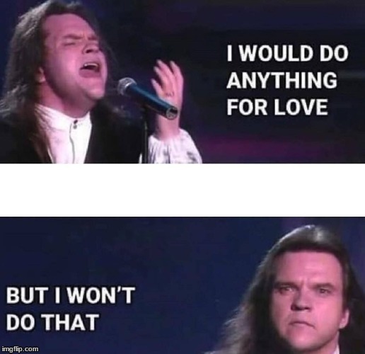 I would do anything for love | image tagged in i would do anything for love | made w/ Imgflip meme maker