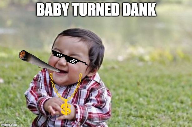 Evil Toddler Meme | BABY TURNED DANK | image tagged in memes,evil toddler | made w/ Imgflip meme maker