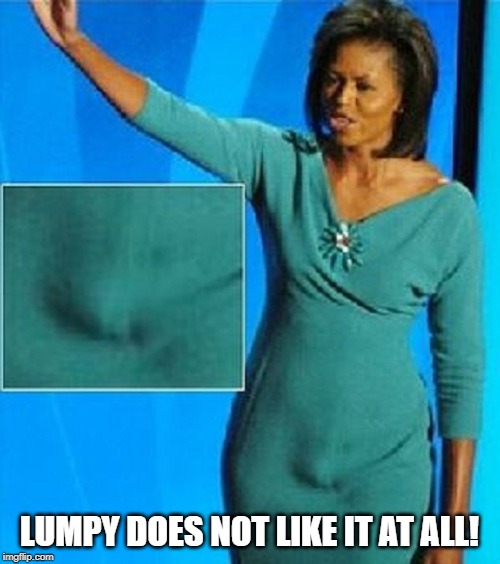 Michelle Obama Has a Penis | LUMPY DOES NOT LIKE IT AT ALL! | image tagged in michelle obama has a penis | made w/ Imgflip meme maker