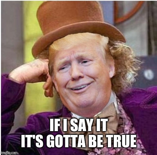 Wonka Trump | IF I SAY IT IT'S GOTTA BE TRUE | image tagged in wonka trump | made w/ Imgflip meme maker