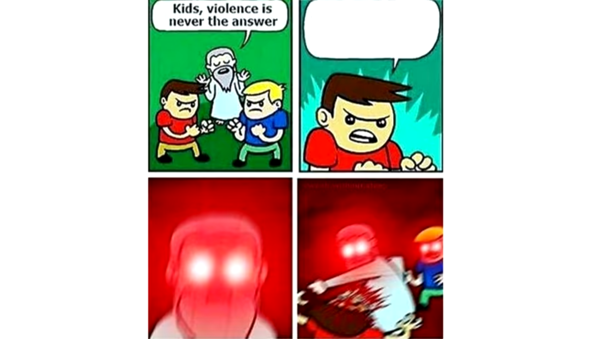 High Quality Kids violence is never the answer Blank Meme Template