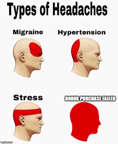 Headaches | ROBUX PURCHASE FAILED | image tagged in headaches | made w/ Imgflip meme maker