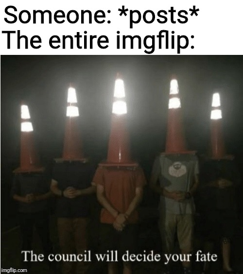 The council will decide your fate | Someone: *posts* The entire imgflip: | image tagged in the council will decide your fate | made w/ Imgflip meme maker
