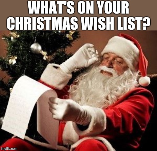 Please don't say world peace.  I want to know what your dream gift would be if money were no object.  Just for fun. | WHAT'S ON YOUR CHRISTMAS WISH LIST? | image tagged in santa checking his list | made w/ Imgflip meme maker